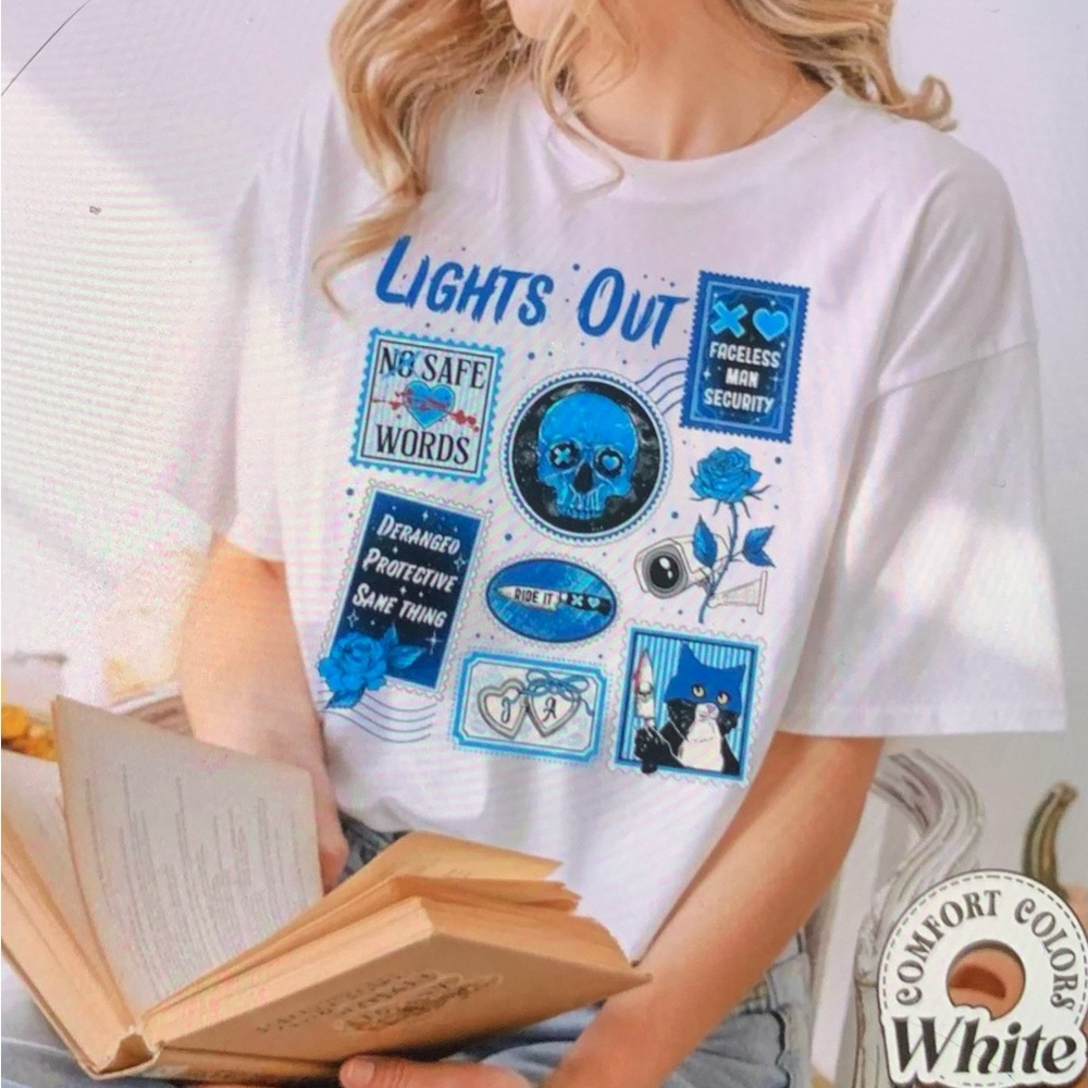 Lights Out Comfort Colors Graphic Tee White Small-XL